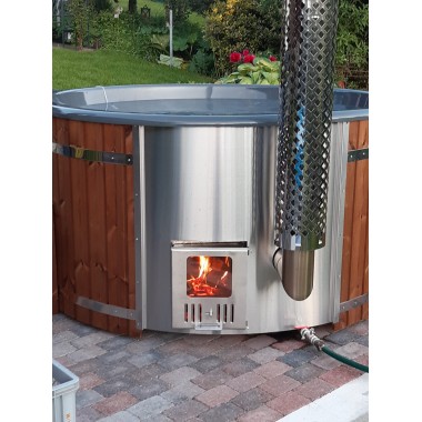 A pre-configured hot tub with accessories, delivered free of charge